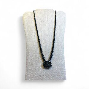 Black crystal beaded necklace
